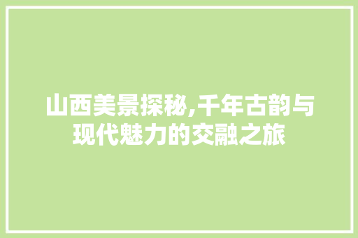 山西美景探秘,千年古韵与现代魅力的交融之旅