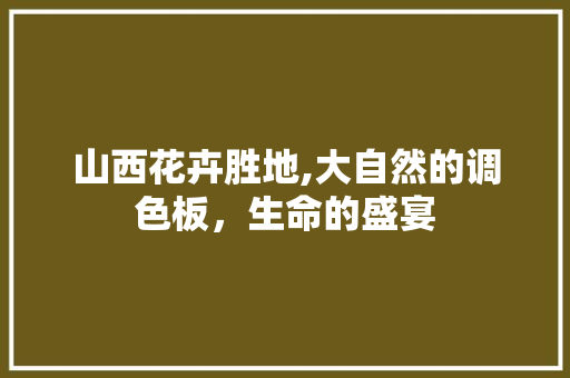 山西花卉胜地,大自然的调色板，生命的盛宴