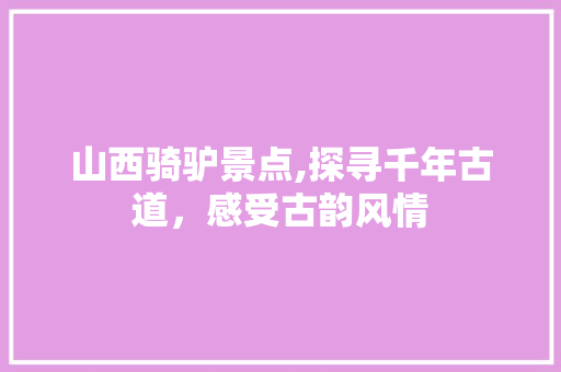 山西骑驴景点,探寻千年古道，感受古韵风情