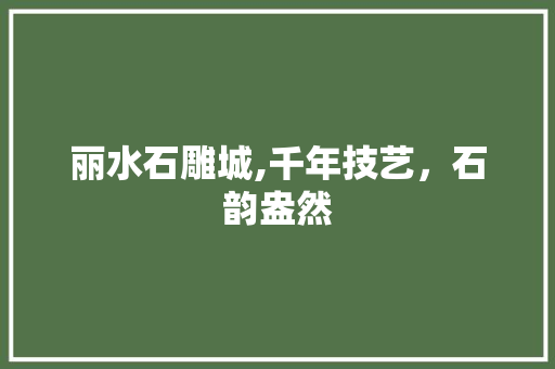 丽水石雕城,千年技艺，石韵盎然