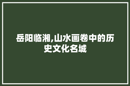 岳阳临湘,山水画卷中的历史文化名城