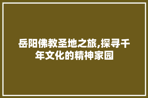 岳阳佛教圣地之旅,探寻千年文化的精神家园