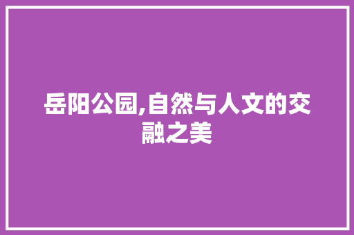 岳阳公园,自然与人文的交融之美