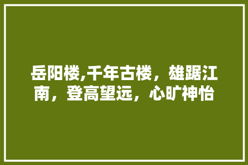 岳阳楼,千年古楼，雄踞江南，登高望远，心旷神怡