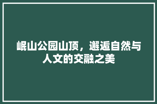 岷山公园山顶，邂逅自然与人文的交融之美