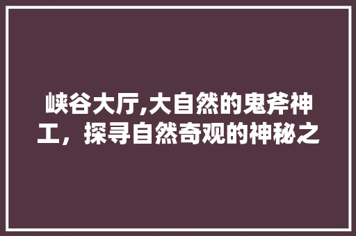 峡谷大厅,大自然的鬼斧神工，探寻自然奇观的神秘之旅