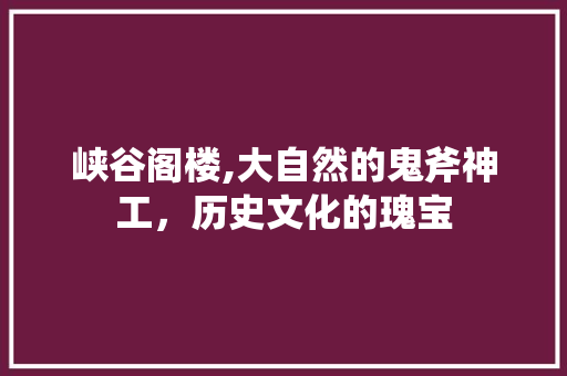 峡谷阁楼,大自然的鬼斧神工，历史文化的瑰宝