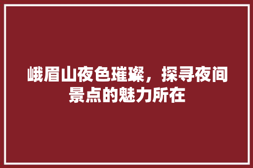 峨眉山夜色璀璨，探寻夜间景点的魅力所在