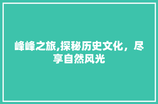 峰峰之旅,探秘历史文化，尽享自然风光