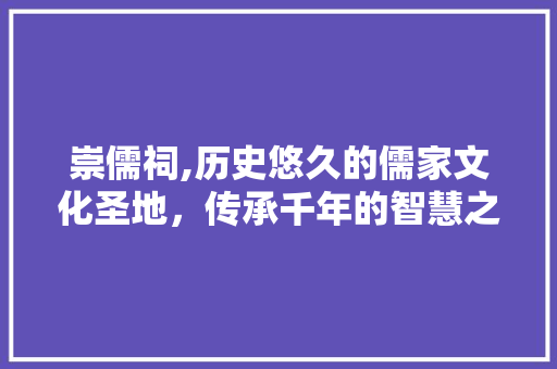 崇儒祠,历史悠久的儒家文化圣地，传承千年的智慧之光