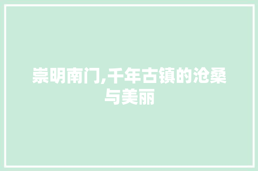 崇明南门,千年古镇的沧桑与美丽