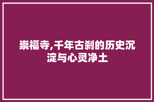 崇福寺,千年古刹的历史沉淀与心灵净土