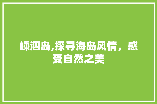 嵊泗岛,探寻海岛风情，感受自然之美