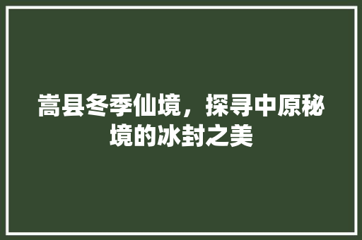 嵩县冬季仙境，探寻中原秘境的冰封之美