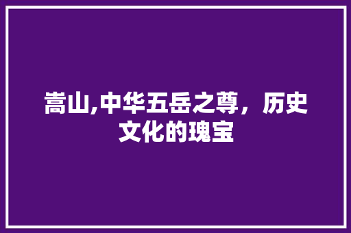 嵩山,中华五岳之尊，历史文化的瑰宝