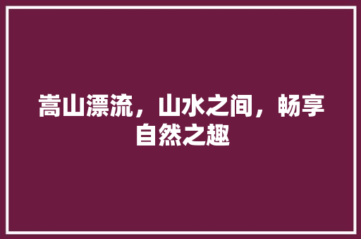 嵩山漂流，山水之间，畅享自然之趣