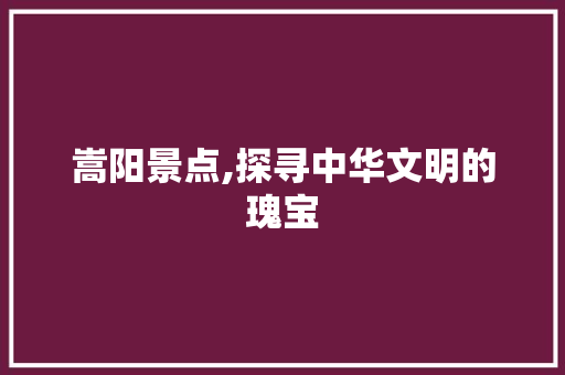 嵩阳景点,探寻中华文明的瑰宝