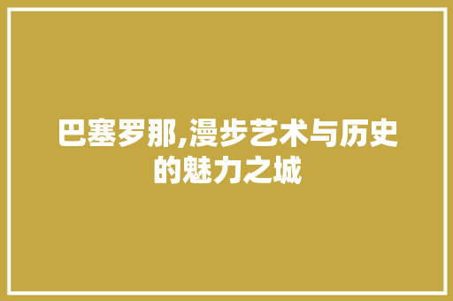 巴塞罗那,漫步艺术与历史的魅力之城