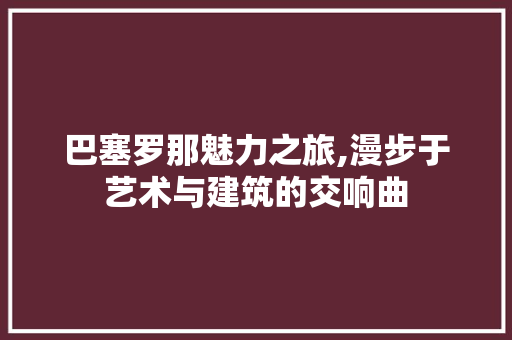 巴塞罗那魅力之旅,漫步于艺术与建筑的交响曲