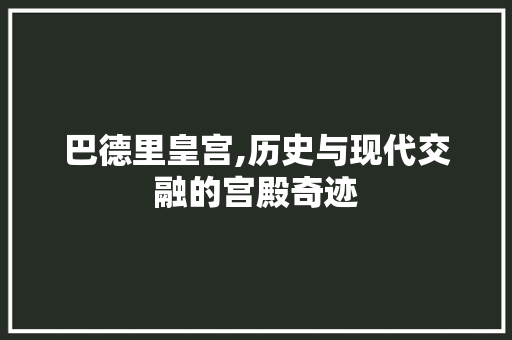 巴德里皇宫,历史与现代交融的宫殿奇迹