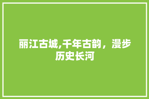 丽江古城,千年古韵，漫步历史长河  第1张