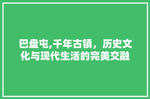 巴盘屯,千年古镇，历史文化与现代生活的完美交融