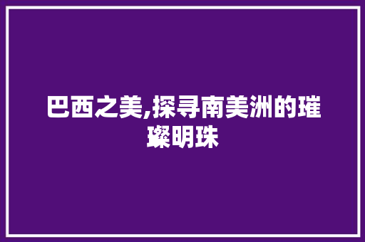 巴西之美,探寻南美洲的璀璨明珠