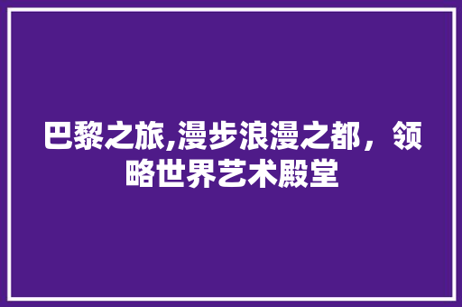 巴黎之旅,漫步浪漫之都，领略世界艺术殿堂