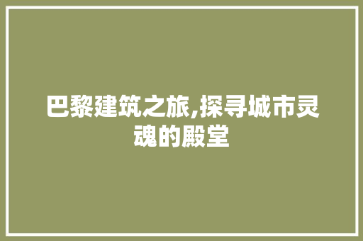 巴黎建筑之旅,探寻城市灵魂的殿堂