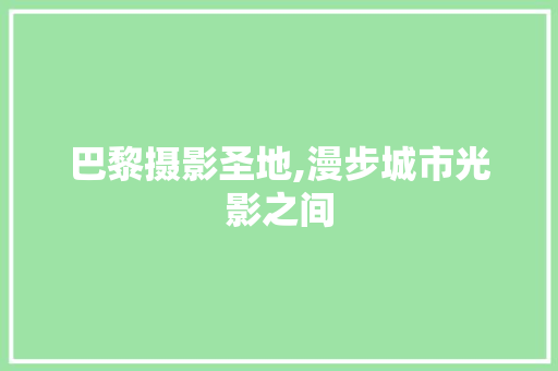 巴黎摄影圣地,漫步城市光影之间