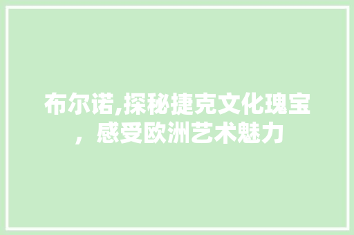 布尔诺,探秘捷克文化瑰宝，感受欧洲艺术魅力