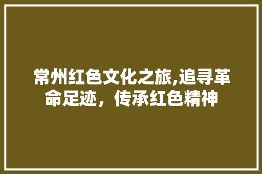 常州红色文化之旅,追寻革命足迹，传承红色精神