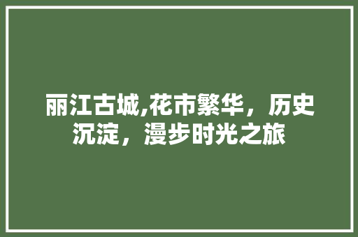 丽江古城,花市繁华，历史沉淀，漫步时光之旅  第1张