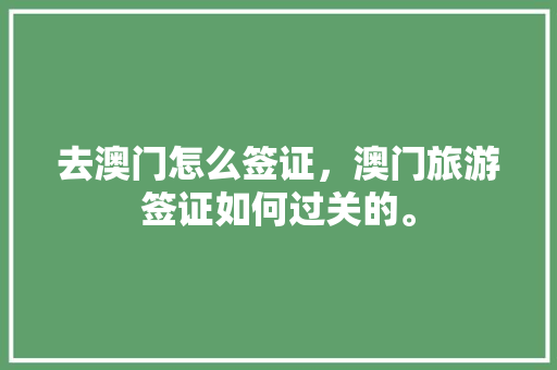 去澳门怎么签证，澳门旅游签证如何过关的。