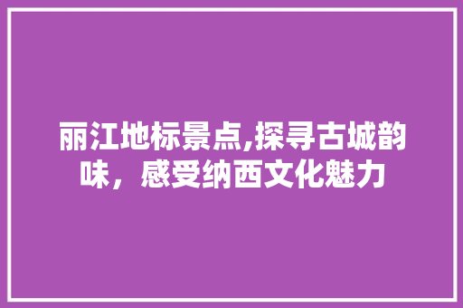 丽江地标景点,探寻古城韵味，感受纳西文化魅力  第1张