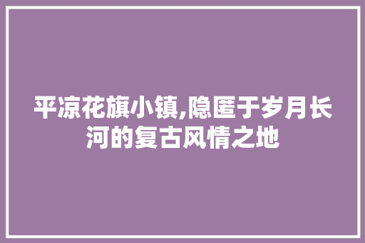 平凉花旗小镇,隐匿于岁月长河的复古风情之地