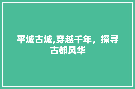 平城古城,穿越千年，探寻古都风华