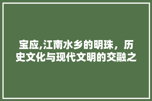 宝应,江南水乡的明珠，历史文化与现代文明的交融之地