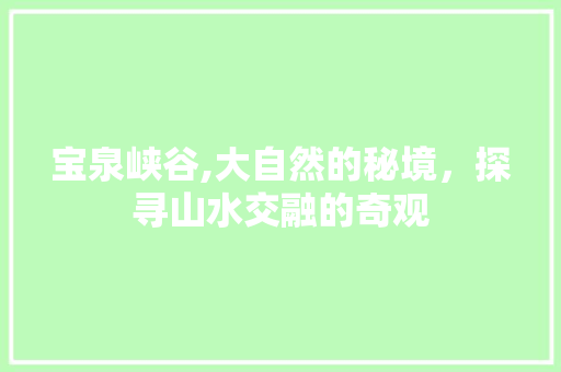 宝泉峡谷,大自然的秘境，探寻山水交融的奇观