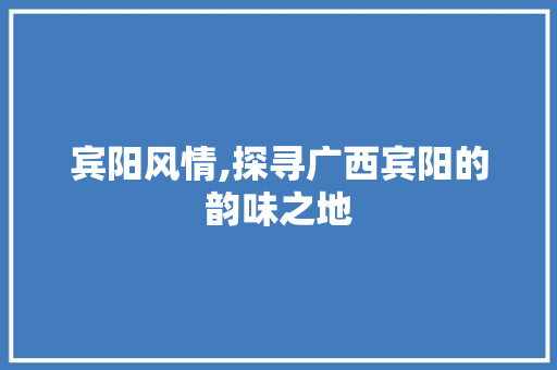 宾阳风情,探寻广西宾阳的韵味之地