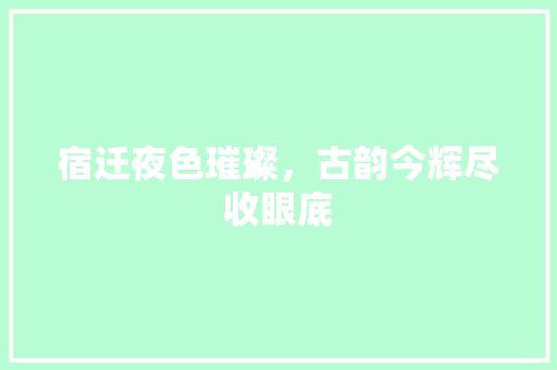 宿迁夜色璀璨，古韵今辉尽收眼底