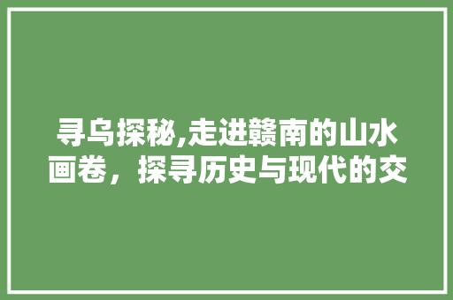 寻乌探秘,走进赣南的山水画卷，探寻历史与现代的交融之美