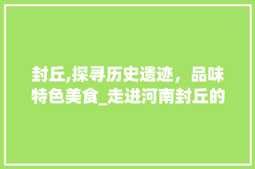 封丘,探寻历史遗迹，品味特色美食_走进河南封丘的美丽画卷