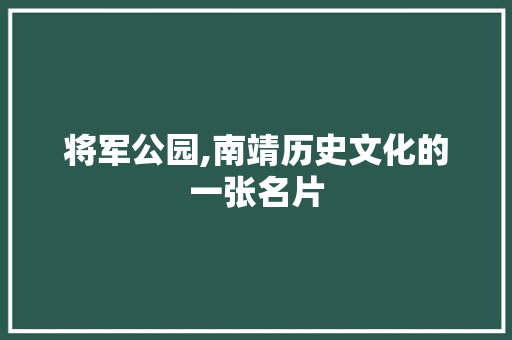 将军公园,南靖历史文化的一张名片