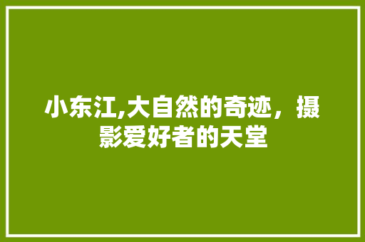 小东江,大自然的奇迹，摄影爱好者的天堂