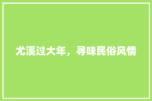 尤溪过大年，寻味民俗风情