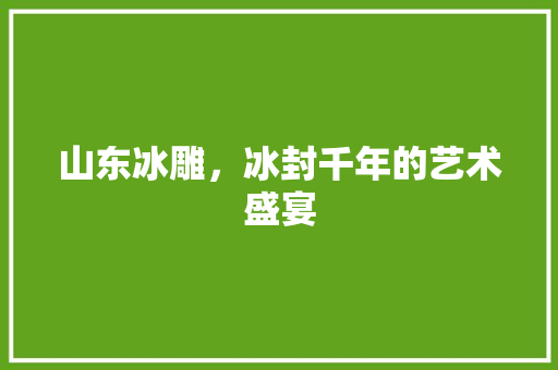 山东冰雕，冰封千年的艺术盛宴