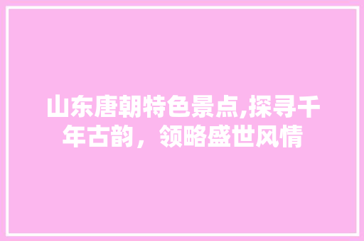 山东唐朝特色景点,探寻千年古韵，领略盛世风情