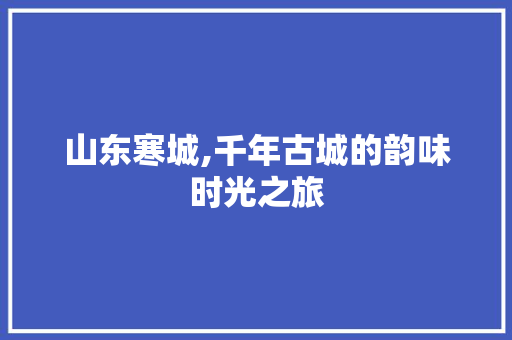 山东寒城,千年古城的韵味时光之旅