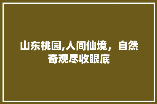 山东桃园,人间仙境，自然奇观尽收眼底